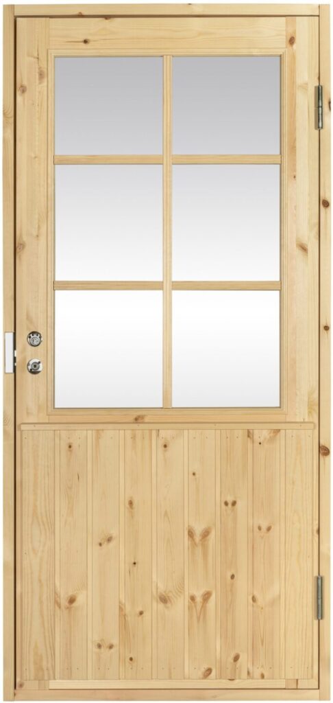 kaski puuvalmis paneeli pintainen mökkiovi lasiaukolla