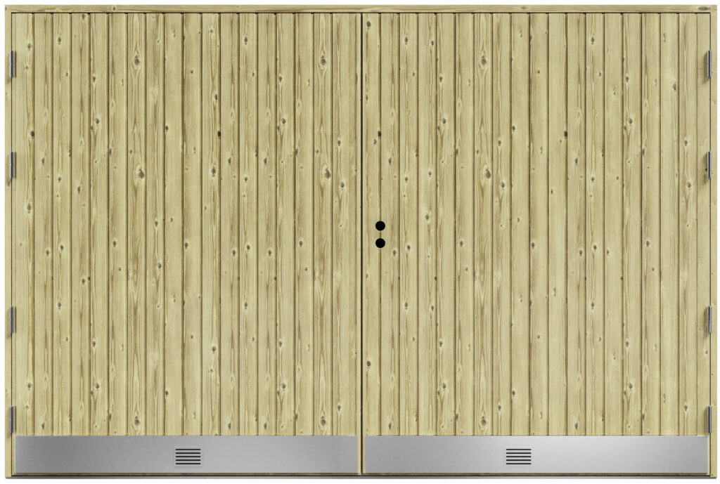 Autotallin pariovi pystypaneloitu AO4AL puuvalmis tuotekuva