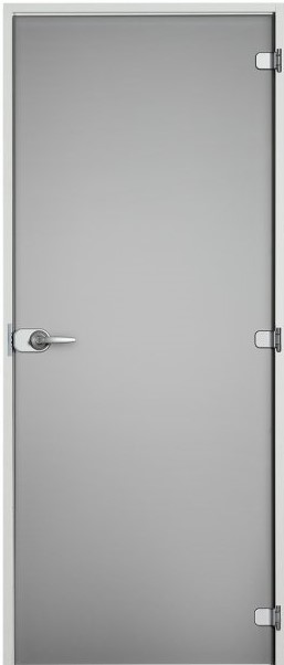 Harmaa satiini lasinen väliovi valkoisilla karmeilla