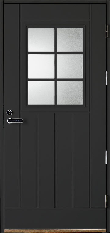tummanharmaa 6 ruutuinen ulko-ovi pystyura kuviolla
