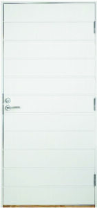 valkoinen umpinainen ulko-ovi vaakaura kuviolla