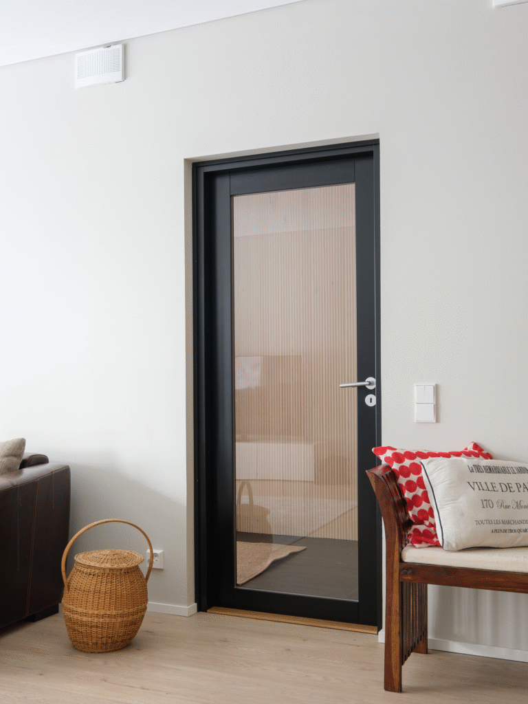 väliovi kirkkaalla lasilla swedoor unique 504 musta